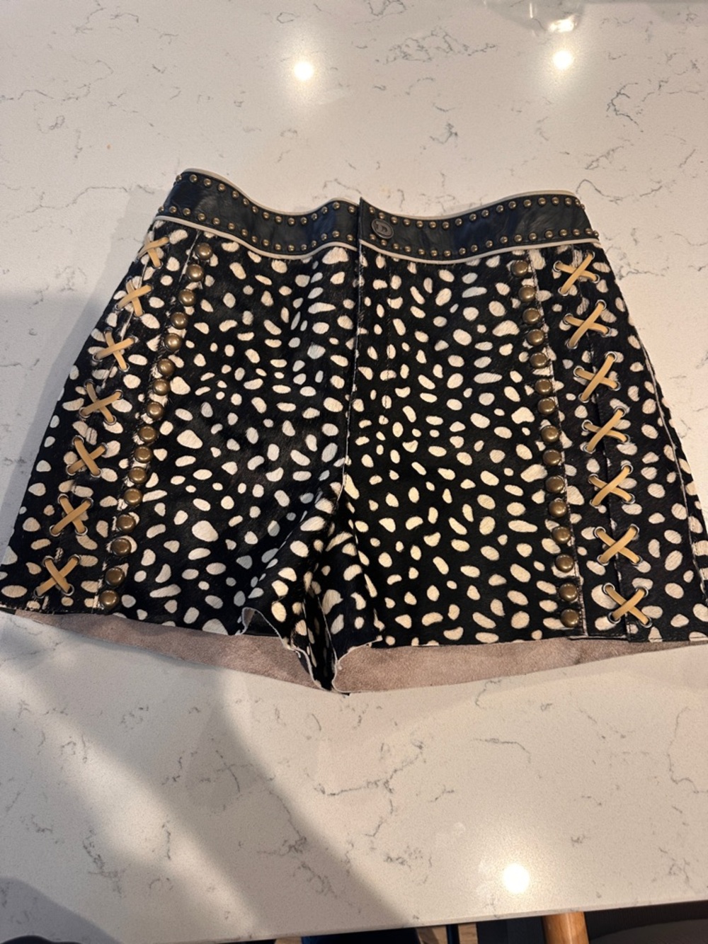 Double D Ranch Black and Gold Leopard-Print Jean Shorts - Picture 9 of 11